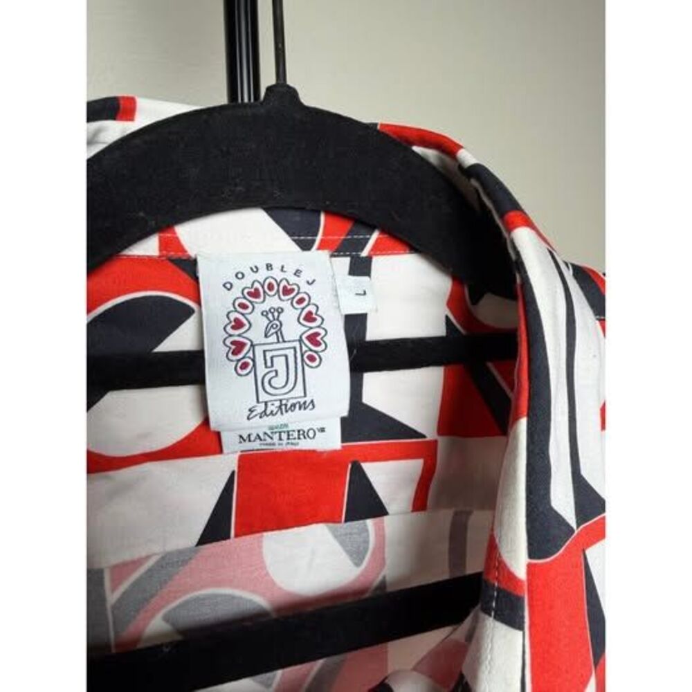 Double J Editions with Mantero Long Sleeve Button Up Geometric Size Large - Picture 3 of 6